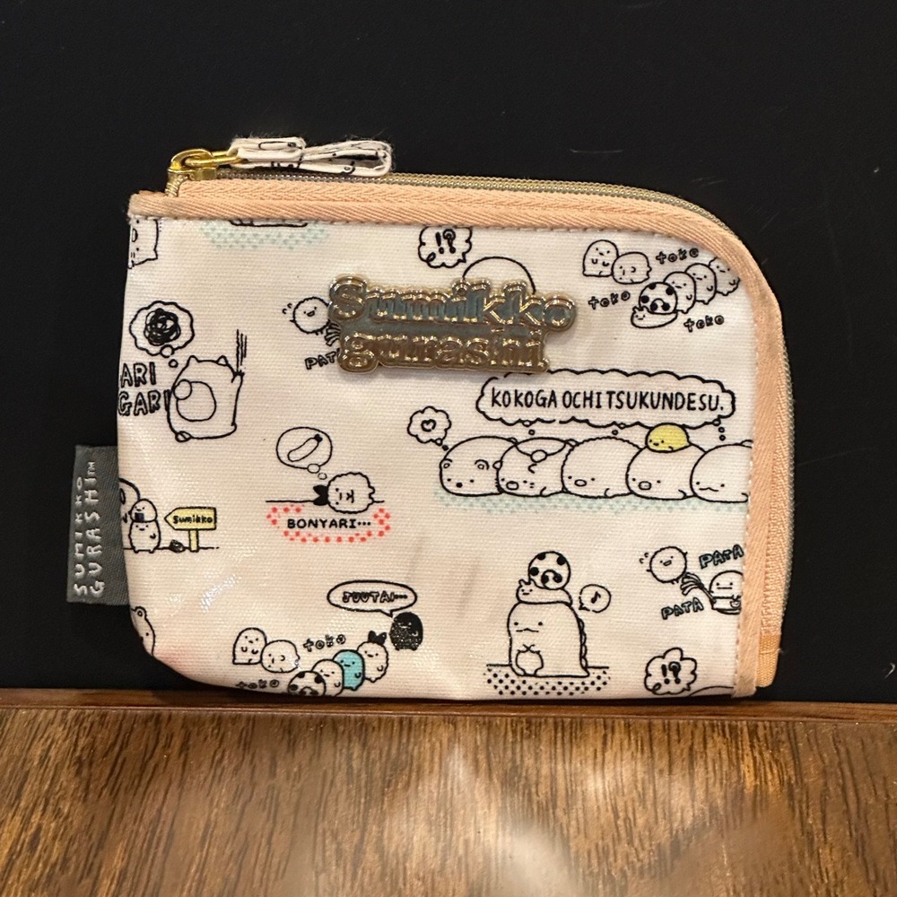 Sumikko Gurashi San-X Character Coin Purse ID Holder Wallet White Peach